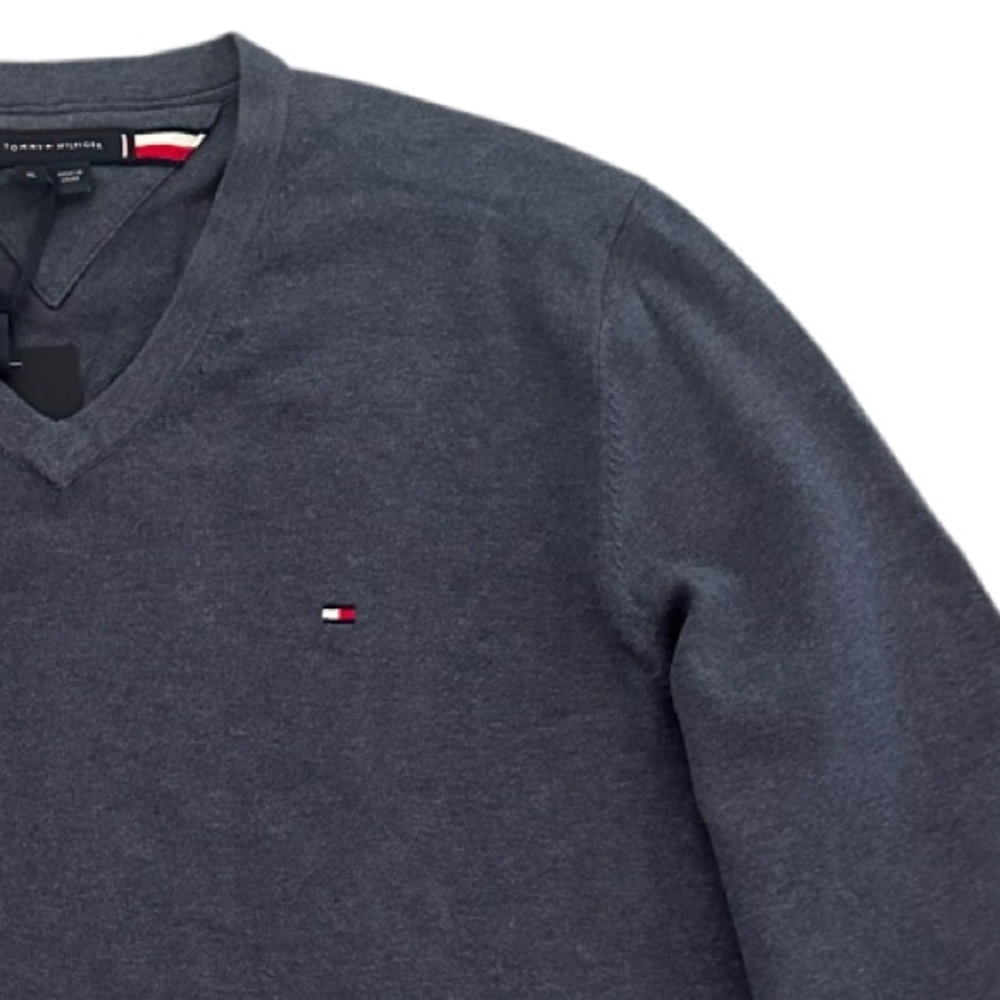 Tommy Hilfiger Men’s Essential Long Sleeve V-Neck, Size XL, Blue/Grey, NWT - Picture 6 of 11